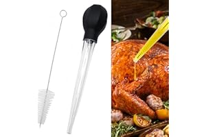 DILUSILK Turkey Baster,Baster for Cooking,Turkey Oil Dropper with Cleaning Brush,Large Turkey Injector Long Turkey Baster for Oiling and Marinating Turkey Beef Fish Meat,Kitchen Gadget for Roasting BBQ