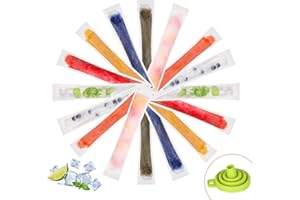 OBCARN Bolsas para Helados, 120 Pack Moldes para Helados, Bolsas para Cubitos de Hielo Caseros con Embudo Verde (22.5 x 5.5 Cm) (Transparente-120)