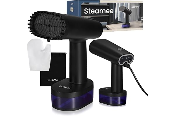 Steamee Handhållen Steamer & Strykjärn 2-i-1 – 1640W, Snabb Uppvärmning 30s | Stor Vattentank 370ml, Ångflöde 25g/min, Skonsam Keramisk Platta, Portabel & Perfekt för Resor, Handske & Borste Ingår