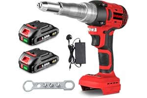 ONEVAN Battery Riveting Pliers Cordless Gun - Cordless Pop Rivet Attachment for Screwdrivers and Drills, with a Rivet Gun Power of 20,000 N for 2.4-5.0 mm Blind Rivets(Red)