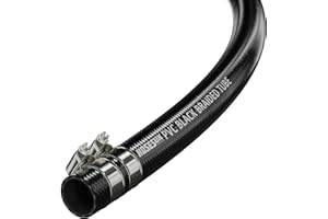 HOSES UK 19mm (3/4") x 26mm (1-1/32") PVC Reinforced Black Braided Air Water Hose Tube with Hose Clips 5 Metre