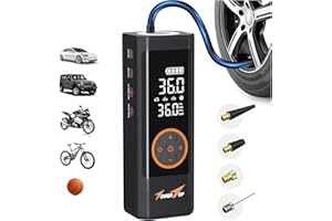 TowerTop Tyre Inflator Air Compressor: 2.5X Faster Inflation 150PSI Cordless Bike Pump with 7800mAh Rechargeable Battery Car Tyre Pump for Car Bike Motorcycle Ball Pickup and Truck with Case