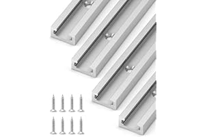 QWORK® 300 mm T-Track T-Slot en Aluminium, Rail à Onglet en T pour Scie à Table, Défonceuse et Outils de Travail du Bois, 19 x 10mm, 4 Pièces