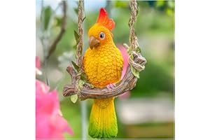taobosec Statue, Perroquet Figurine Jardin Décoration Suspendu Résine Ornement de Jardin Animaux Figurines Arbre Art Décorations Artisanat Décoration Cadeau pour Extérieure Balcon