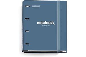 Miquelrius - Carpebloc A4 Emotions, Carpeta Archivador 4 Anillas + Recambio Hojas Cuadriculadas, Papel 90 g/m², Cierre Goma, Carpesano Azul Marino