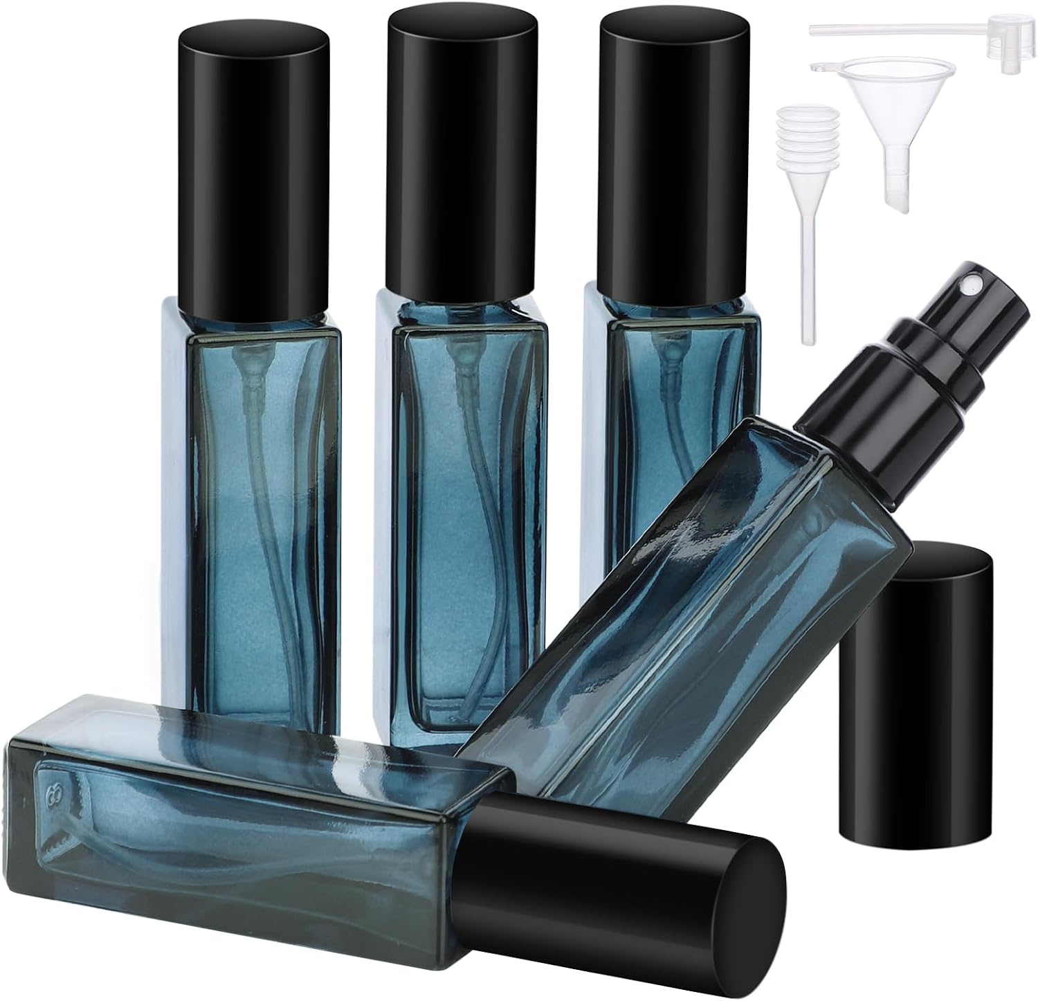 Segbeauty Atomizador Perfume Recargable, 5 Piezas 10ml Portátil Contenedor de Perfume de Viaje, Adecuadas para la Aviación, Viajes Accesorios (Azul Semitranslúcido)