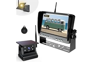 MHCABSR Solar Powered Wireless Rear View Camera, 9900mAh Battery, Magnetic Wireless Rear View Camera with 7 Inch Monitor, Rear View Camera for Truck Tow Hitch 1080P Night Vision for Car, RV