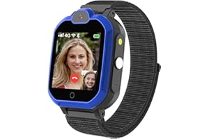 PTHTECHUS Smartwatch Niños, 4G GPS Reloj Inteligente niños con WiFi Videollamada Chat de Voz Podómetro SOS Alarma Juego Reloj Teléfono para Niños Niña 4-12 Años