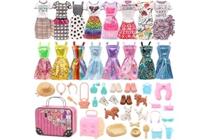 Festfun 40 Doll Clothes Outfits Dresses for Doll 4 Fashion Dresses 5 Mini Dresses 3 Shoes 28 Accessories Puppy Travel Accessories for 11.5 Inch Doll
