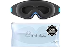 MyHalos® 100% Blackout Sleep Masks for Women & Men - Zero Eye Pressure Eye Mask for Sleeping -Our Halo Sleep Mask Includes a Storage Pouch- Black Eye Mask for Travel or Blindfold
