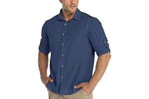 33,000ft Męska koszula funkcyjna UPF50+, ochrona przed promieniowaniem UV, z długim rękawem, oddychająca, zapinana na guziki, sportowa koszula wędkarska dla mężczyzn