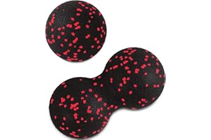 Piłka do samodzielnego masażu, Blackball, podwójna piłka do masażu powięzi, rolka mięśni kręgosłupa, akupresura, zapalenie powięzi podeszwowej, refleksologia (czerwona)