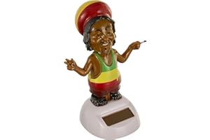Puckator FF68 Rasta Figurine Solaire Plastique Marron/Noir/Rouge/Jaune/Vert 5,5 x 5 x 10 cm