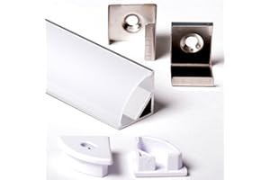 AFTERTECH 1 x 2 metros 1616 16 x 16 mm Perfil de aluminio angular para tiras LED barra rígida 2 m 2 m + cubierta (1 x 2 metros 1616 fog)