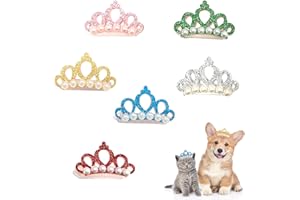 QACUU 6pcs Pet Decoration, Dog Hair Crown Kit, Small Dog Hair Crown Headband Set for Puppies, Colourful Pet Hair Clip Grooming Accessories