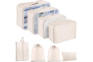 TXBOBECO Zestaw 8 organizerów do walizek, organizerów podróżnych, organizerów do walizki, organizerów na ubrania, kostek do pakowania kosmetyków, organizerów podróżnych, torby do pakowania walizek