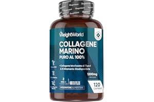 WEIGHTWORLD Collagene Marino Idrolizzato da 1200mg per Dose, 100% Puro, in 120 Capsule, Peptidi di Collagene Idrolizzato di Tipo 1 e 3 (2 Mesi di Scorta), Privo di Magnesio Stearato e Senza Glutine né Additivi