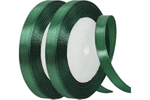 YAYAFUNFUN Satinband Dunkel Grün 10mm Breit Geschenkband Satin,44m Satinbänder Dunkel Grün Dick Schleifenband Dekoband Seidenband Geschenkverpackung Stoffband Geschenkbänder für Dekorieren Basteln Kleid Hochzeit