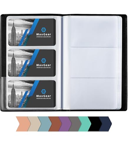 Business Card Binder Pages, For 2 X 3.5 Cards, Clear, 8 Cards Sheet 5 Pages Pack  1