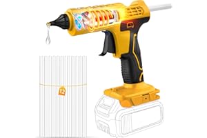 FOVENDI Pistola per Colla a Caldo da 100 W, Compatibile con Batteria Dewalt da 18/20 V, con 12 Bastoncini di Colla, Pistola per Colla a Caldo per Fai da Te (Senza Batteria, Caricatore)