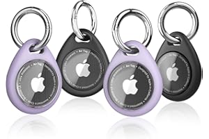 Biuupa 4-Pack Airtag Holder with Keyring - Shockproof, Anti-Scratch TPU Protective Case with Transparent Front Cover and Keychain, Case for Luggage, Pet Collar, Dogs, Accessories for Apple Air Tag.