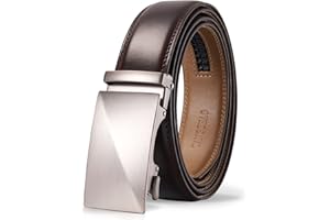 TANGCHAO Cintura Uomo, Cintura a Cricchetto da Uomo in Pelle con Fibbia Scorrevole Automatica 35mm, Trim Regolabile per Adattars