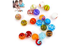FSWWSF 20 Stück Glasmurmeln, Bunte Murmeln, Murmelspiel,16mm Murmeln Kinder, Transparent Handgefertigte Glasmurmeln Für Dekoration Oder Murmelspie