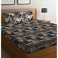 LOOMLYFE 300 TC Microfiber XXL Soft Cotton Super King Size Bedsheet for Double Bed, King Size 108 Inches X 108 Inches, 9 Feet, 275 X 275 cm with 2 Large Size Pillow Covers - CoffeeBlueBox