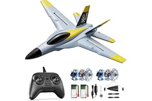 DEERC Aereo Telecomandato Brushless a 4 Canali, Giroscopio Avanzato, Acrobazie Flip a 360°, Avviso Batteria Scarica, Aereo RC con 2 Batterie, Facile da Pilotare per Adulti e Bambini
