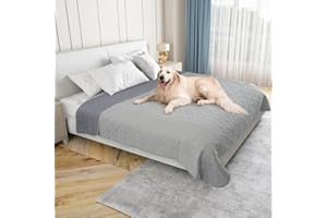 PICK FOR LIFE Waterproof Dog Blanket For Bed, 157×208cm Dog Blankets Washable Soft Reversible Puppy Blankets Anti Scratches Dirty for Bed Sofa Furniture (Light/Dark Grey)