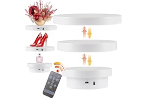 XUBX 3 in 1 Electric Rotating Turntable for photography, 360 Degree Motorized Rotating Display Stand with 2 Large Size Replaceable Plates, USB Power Cable, for Video Shooting Props