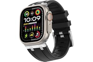 HITZEE Pasek kompatybilny z Apple Watch Ultra 49 mm, 45 mm, 44 mm, 42 mm, płynny silikonowy pasek z paskiem adaptera ze stali nierdzewnej, zaprojektowany do Apple Watch Ultra 2, Ultra, Series 9, 8, 7,