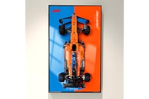 NOVDA Pannello da parete per Lego Technic McLaren F1 da corsa Race, 42141, cornice doppia, per formula 1, supporto da parete per auto, cornice 75 x 45 cm