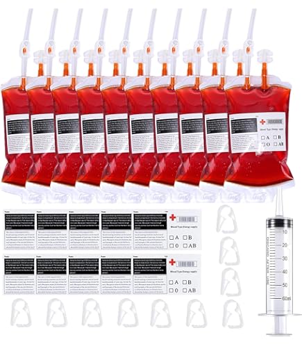 14 Halloween Blutbeutel-Trinkgefäße – 400 Ml, Mit Spritze & Aufklebern, Aus Lebensmittelechtem PVC