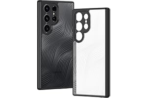 COMAKU Funda Samsung Galaxy S24 Ultra, Frosted Feel Flowing Lines, Parte Trasera Dura translúcida, Carcasa de Borde Suave de TPU Compatible con Samsung Galaxy S24 Ultra, Negro