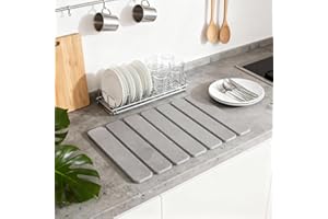 HYEPNED Stone Drying Mat for Kitchen Counter,Large Stone Dish Drying Mat Foldable, Absorbent Diatomaceous Earth Bath Mat Quick Dry for Kitchen Dishes Bottles Cups Bathroom Any Countertop