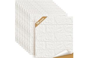 LEAPBEAST 10PCS Pegatina Pared 3D,Paneles de Pared 3d Para DecoracióN De Paredes Interiores,Papel Pintado de Espuma Autoadhesivo se Utiliza Para La DecoracióN De La Pareds de La Sala de Estar (Blanco)