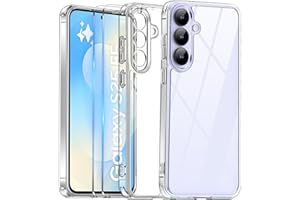 COPIKE Funda Antigolpes para Samsung Galaxy S25 FE 5G con 2 Protectores de Pantalla, Carcasa Protección Cámara Delgada Anti-Amarillo Antiarañazos PC Duro Respaldo, Transparente