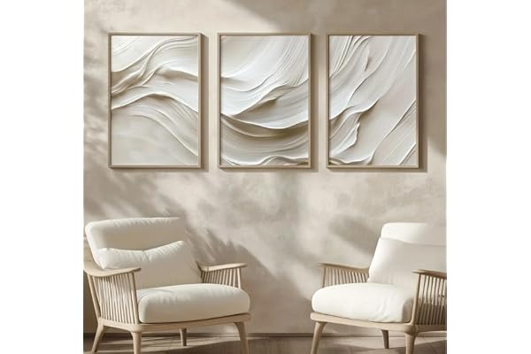 Neutral Beige Mjuk Ton Enkel Canvastavla Vit Våg Abstrakt Väggkonst Poster Modern Vardagsrum Sovrum Hem- Och Rumdekoration 50