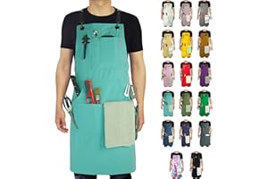 Stenffy Kitchen Apron, Cotton Canvas, Adjustable Cross Back, Artist, Painting, Carpenter Work Apron for Men, Women, Plus Size