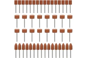 NIYATA Juego de 48 puntas de lijado de corindón para Dremel, vástago de 1/8 pulgadas para lijar, pulir, desbarbar, para uso en piedras preciosas, vidrio, metal y madera
