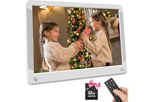 KENUO Digitaler Bilderrahmen 10 Zoll mit 32GB SD, 1920x1080P Elektronischer Bilderrahmen Teilweise 4k, HD IPS Display mit Bewegungssensor Kalender/Alarm/Musik/Video Player/automatisch drehen/Auto on/Off