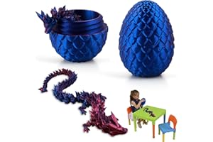 WDJLNZB 3D Printed Dragon in Egg, Full Articulated Crystal Dragon with Dragon Egg, Flexible Crystal Dragon Figurine Decor with Pearly Sheen, Adults Fidget Gift Toy for Autism ADHD (Laser Purple)