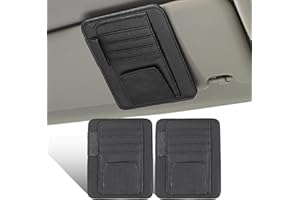 Mtsooning 2 Stück Organizer Sonnenblende für Auto, Leder Multifunktionaler Sonnenbrillenhalter und Visor Aufbewahrungsclip für Karten (Schwarz)