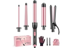 5 in 1 Keramik Lockenstab mit Glätteisen - BESTOPE MIX Lockenstab Set mit Verschiedenen Aufsätzen für Große und Kleine Locken, 10-32mm Schnellaufheizung 2 Einstellbare Temperatur für Lange kurze Haare