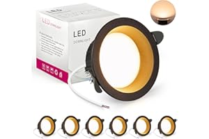 BRIMETI Spot LED Encastrable Noir Extra Plat, 6 Pack 7W 700LM, IP44, 3000K Blanc Chaud, AC 220-240V, Découpe 70mm, Rond Ultraslim Plafond Encastré Pour Salle de Bain, Cuisine, Salon