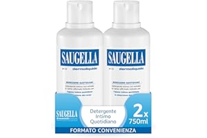 Saugella Dermoliquido Detergente Intimo Quotidiano, pH 3.5, Antiodore, Rinfrescante e Tonificante, con Salvia e Acido Lattico, 2 Detergenti da 750 ml
