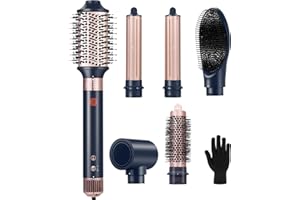 NDLT Sèche Cheveux 6 en 1 Air Styling, Hair Styler Sèche Cheveux, Brosse Sèche Cheveux, Brosse Lissante, fer à Friser, Brosse Ronde pour un Séchage Rapide, un Bouclage, un Lissage et un Lissage