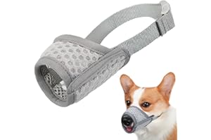 MAYERZON Museruola per cani, in rete traspirante, per cani da XXS a XXL, Chihuahua, Beagle e Golden Retriever, museruola regolabile per mordere e masticare, permette ansimare e bere (grigio, S)