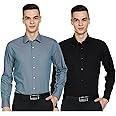 Amazon Brand - Symbol Men's Solid 100% Cotton Regular Fit Formal Shirt (Pack of 2)